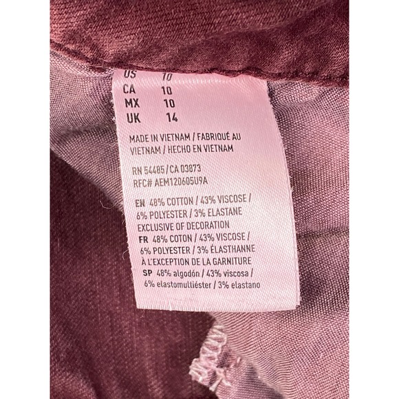 American Eagle Super Stretch Shorts Womens 4 Burgundy Excellent Low Rise Denim - Picture 6 of 11